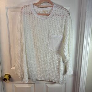 POL - Long Sleeve Textured Blouse - Off White - Large - NWOT